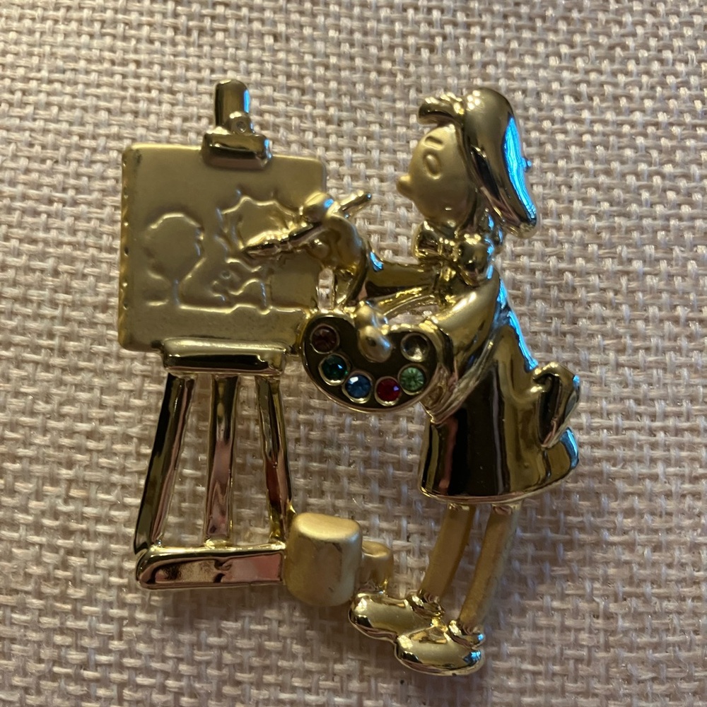 DANECRAFT SIGNED GOLD TONE ARTIST’S BROOCH - Picture 3 of 9